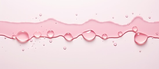 Collection of pink liquid cascading down a cylindrical form Against a isolated pastel background Copy space