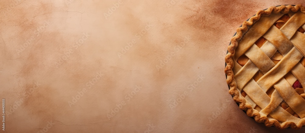 Poster homemade apple pie isolated on a isolated pastel background copy space