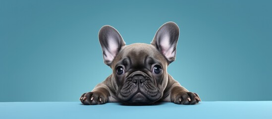 bulldog from France isolated pastel background Copy space