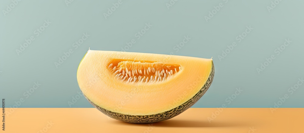 Aufkleber Isolated cantaloupe melon with clipping path on a isolated pastel background Copy space