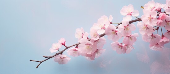 Gorgeous sakura bloom during spring isolated pastel background Copy space