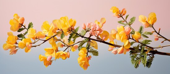 Obraz premium Caesalpinia sappan against isolated pastel background Copy space