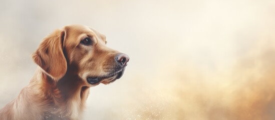 Gorgeous dog portrait isolated pastel background Copy space