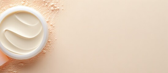 Cosmetic and sunscreen products displayed on a beauty themed background emphasizing cleanliness isolated pastel background Copy space