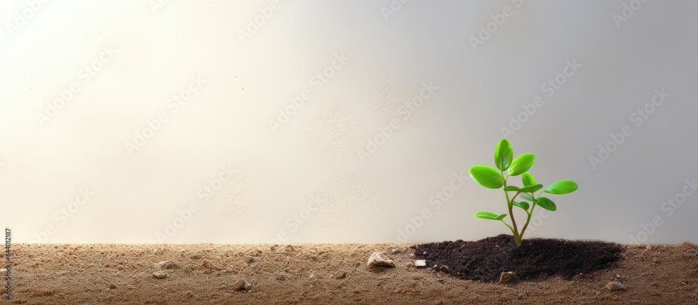 Aufkleber concept of eco friendly agriculture shown with an enlarged image of a small green oregano sprout eme