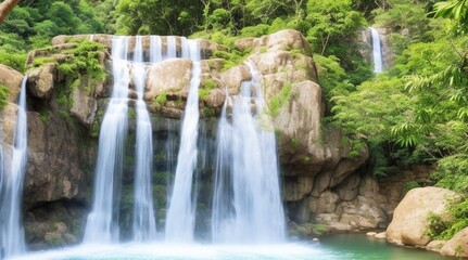 Fototapeta na wymiar waterfall over stone