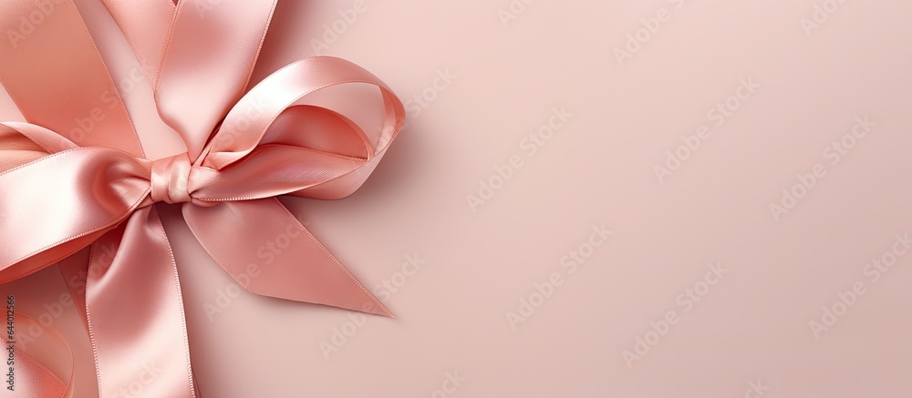 Poster a isolated pastel background copy space highlights a twist shaped satin ribbon on a table