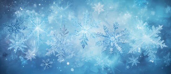 Fototapeta na wymiar High magnification reveals ice crystals and snowflakes isolated pastel background Copy space