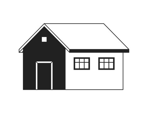 Residential building monochrome flat vector object. Small cozy living place. Editable black and white thin line icon. Simple cartoon clip art spot illustration for web graphic design