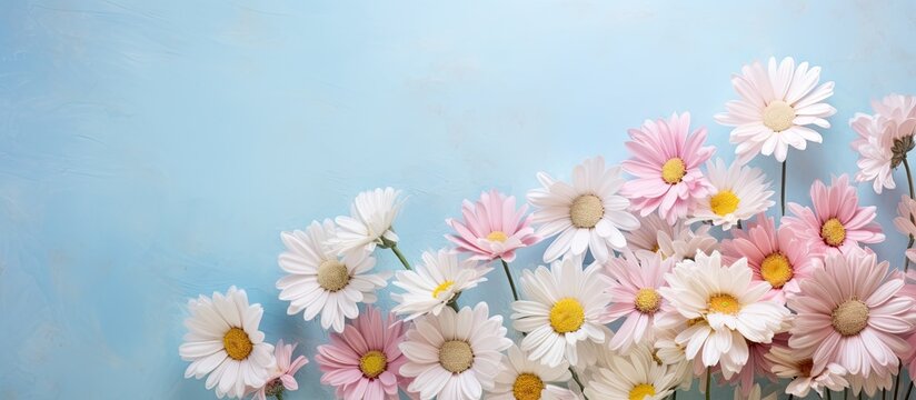 Daisy bunch isolated pastel background Copy space