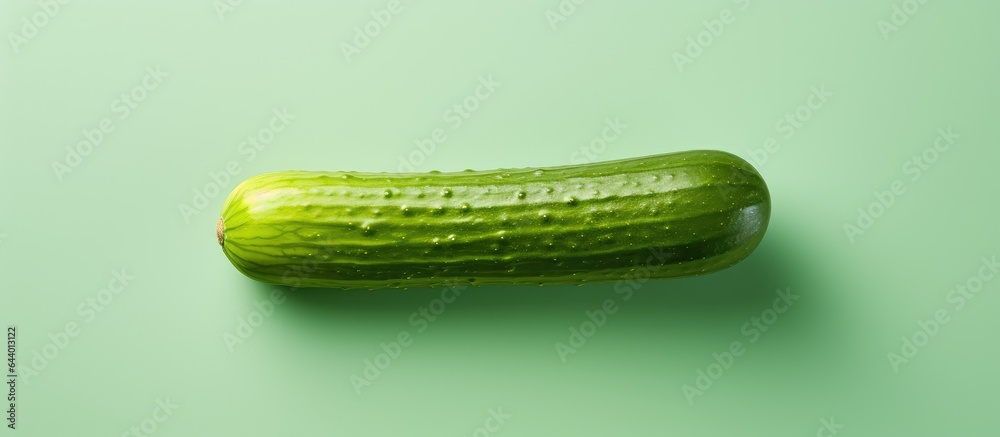 Aufkleber closeup of a fresh cucumber on a isolated pastel background copy space