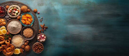 Obraz na płótnie Canvas Delicious Arab dessert isolated pastel background Copy space