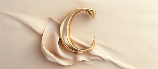 Isolated isolated pastel background Copy space with a gold letter C in 3D
