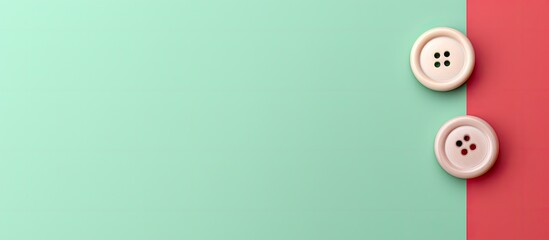 Green and red buttons on a isolated pastel background Copy space