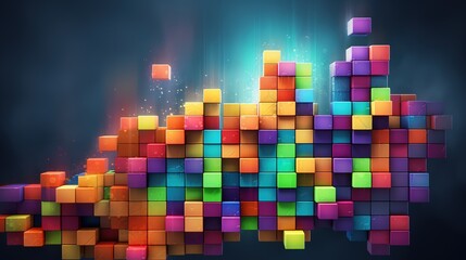 Abstract colorful background with squares. 
