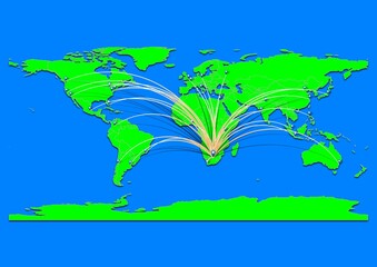Naklejka premium Vibrant Vryburg, South Africa map - Export concept map for Vryburg, South Africa on World map. Suitable for export concepts. File is suitable for digital editing and prints of all sizes.