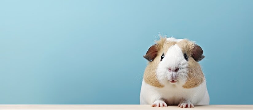 Funny guinea pig photographed on a isolated pastel background Copy space