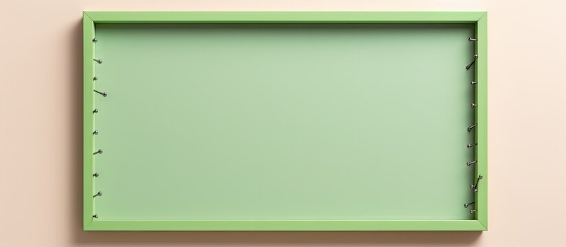 A isolated pastel background Copy space isolates a frame of four green sticks fastened with rivets