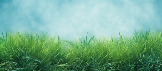 Design your message with green grass as a frame isolated pastel background Copy space