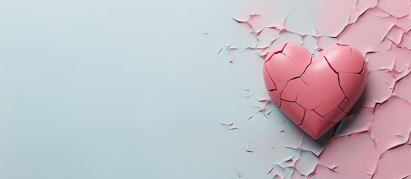 Heartbreak isolated on a isolated pastel background Copy space
