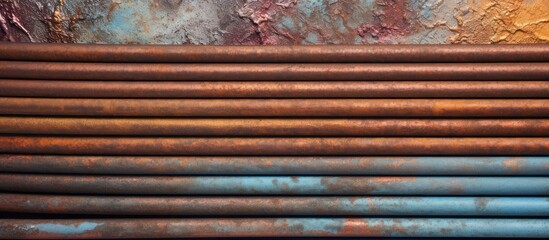 Image of rusty spring isolated pastel background Copy space