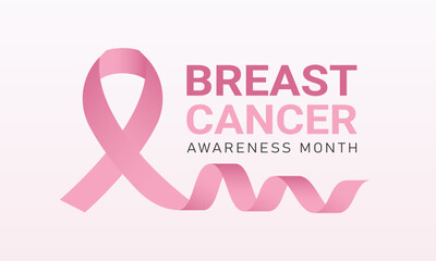 Breast cancer awareness month is observed every year in october. Breast cancer awareness month calligraphy banner design on pink background. Vector illustration.