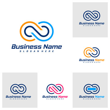Set of Infinity logo design vector. Nolimit logo design template concept