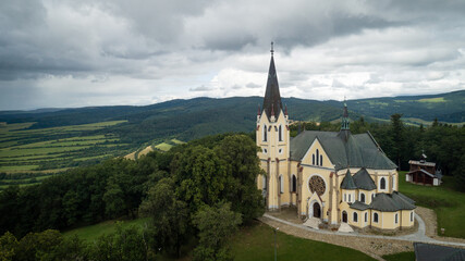 Fototapeta na wymiar Aerial view of Basilica of the Visitation of the Blessed Virgin Mary in Levoca, Slovakia