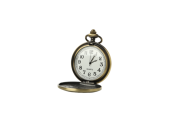 Vintage pocket watch, isolated on white background