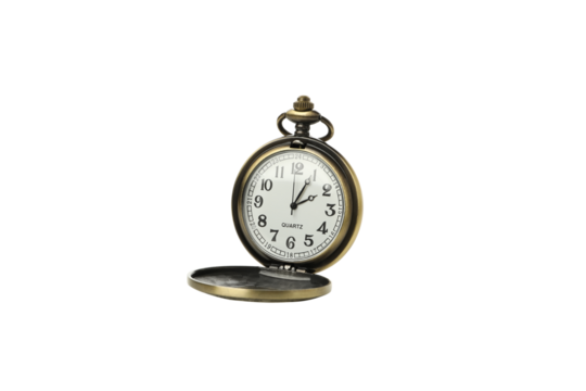 Vintage pocket watch, isolated on white background