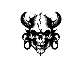 demon skull from hell with their horn
