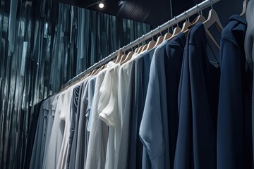 A clothing boutique with a colorful collection of garments displayed on racks and mannequins in a stylish interior.