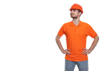 PNG, Engineer in helmet, isolated on white background, space for text