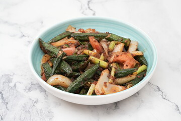 spicy lady finger with seafood