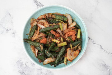 spicy lady finger with seafood