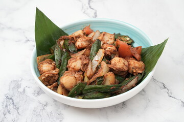 spicy lady finger with seafood