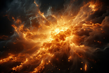 Fototapeta premium bright orange sun in solar system in space