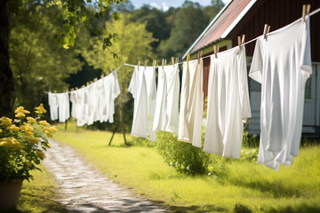 Clean clothesline dry laundry line
