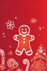 Obraz na płótnie Canvas man holiday sweet food christmas december delicious red background decoration gingerbread cookie. Generative AI.
