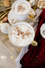Hot cocoa drink on Christmas table