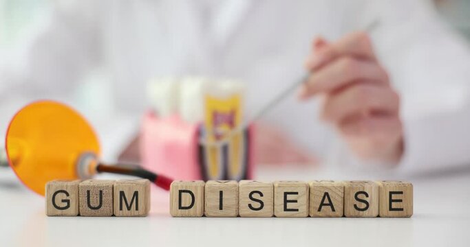 Dentist word gum disease tooth and dental treatment. Dental services