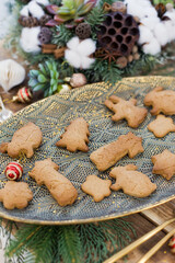 Christmas cookies on vintage decorated tray