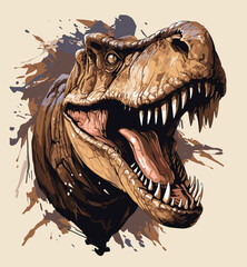 Naklejka premium Tyrannosaurus rex dinosaur portrait in vector pop art style