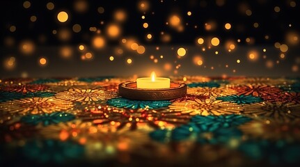 Diwali, Festival of lights. Diya oil lamp with soft blur bokeh light effect. - obrazy, fototapety, plakaty