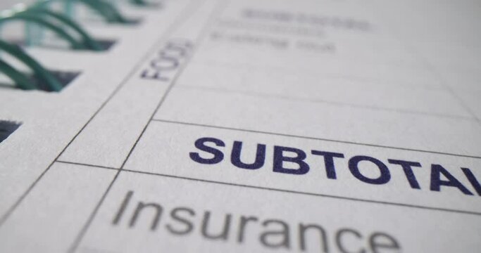 Subtotal details of invoice payable with taxes. Planning of financial expenses and financial savings