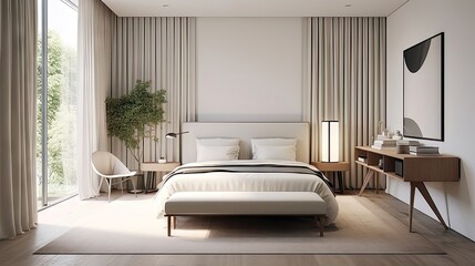 Serenity in Simplicity: A Minimalistic Bedroom Oasis. Generative AI 5