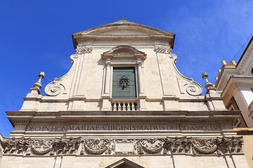 Santa Maria in Via Church Facade in Rome, Italy