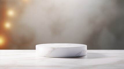A white marble table with a blurry background