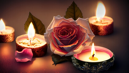 Beautiful rose with candle's 