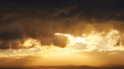 Fototapeta na wymiar yellow light shining through clouds